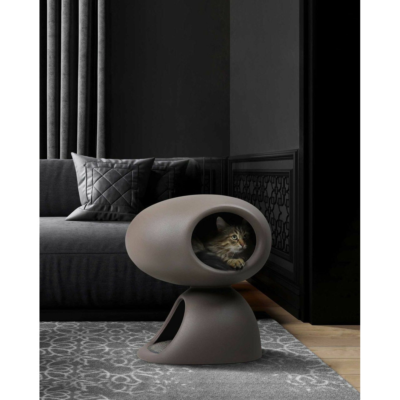 Qeeboo Cat Cave par Stefano Giovannoni, Dove Gray