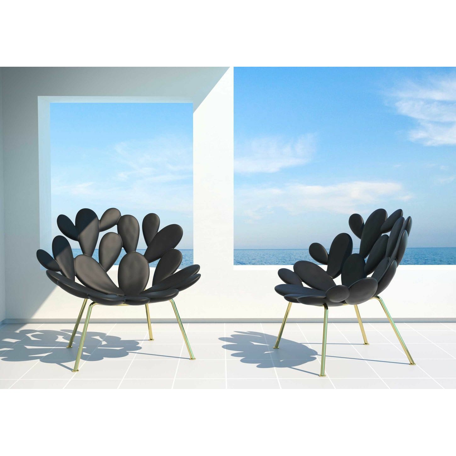 Qeeboo Filicudi Armchair By Marcantonio, Black/Brass