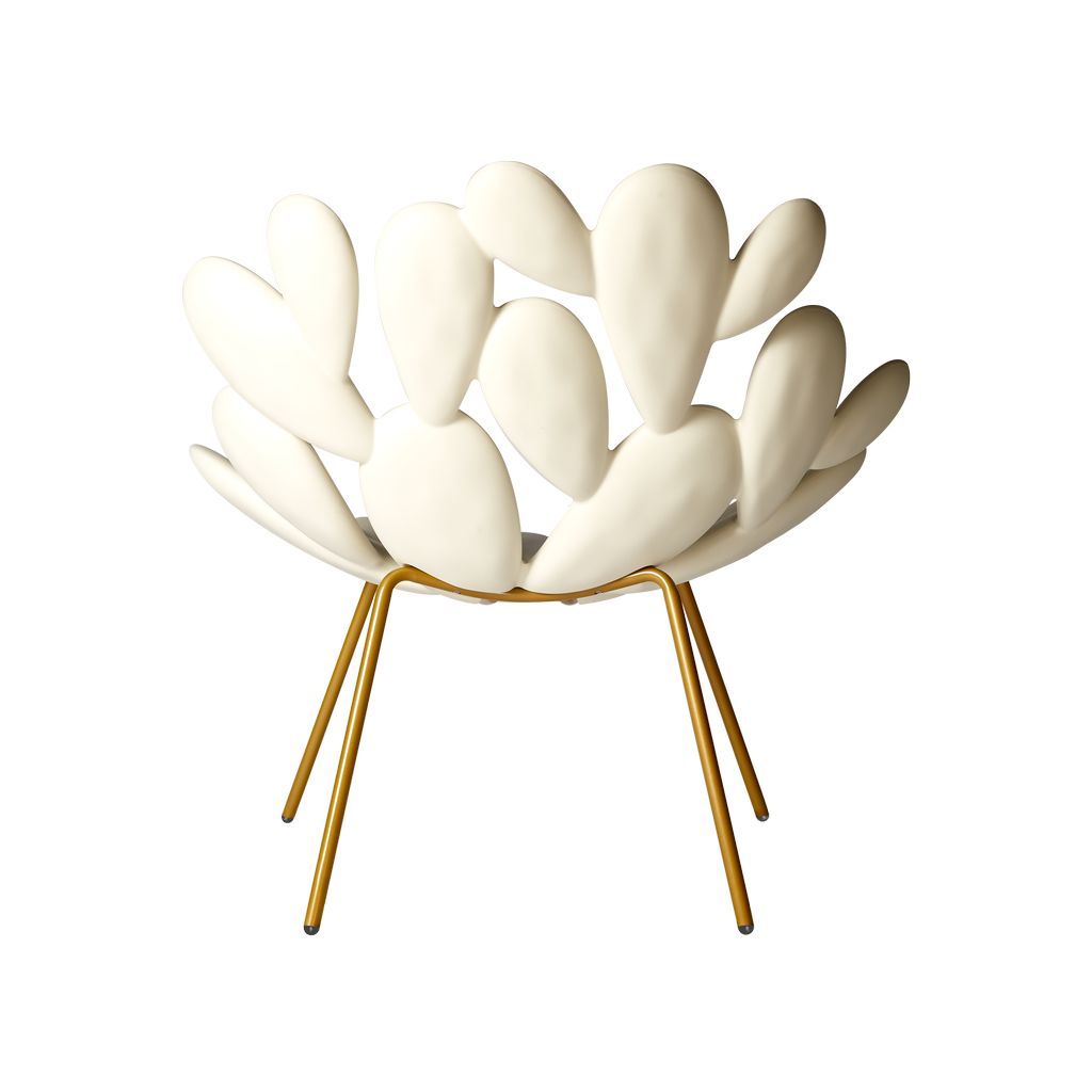 Qeeboo Filicudi Armchair By Marcantonio, White/Brass