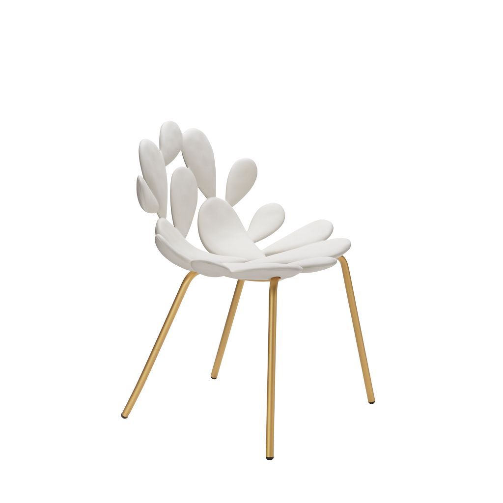 Chaise de chaise Filicudi QEEOOO Filicudi By Marcantonio Set de 2, blanc / laiton