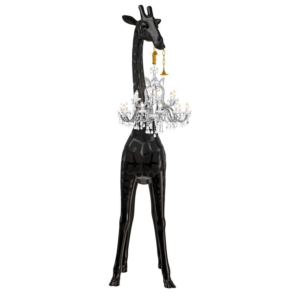 QEEOOO Girafe in Love intérieur lampadaire h 4m, noir