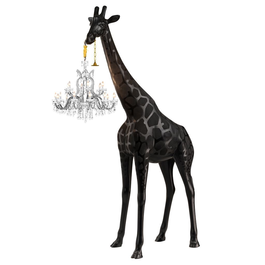 Jeeboo jirafa en amor lámpara de piso de interior h 4m, negro