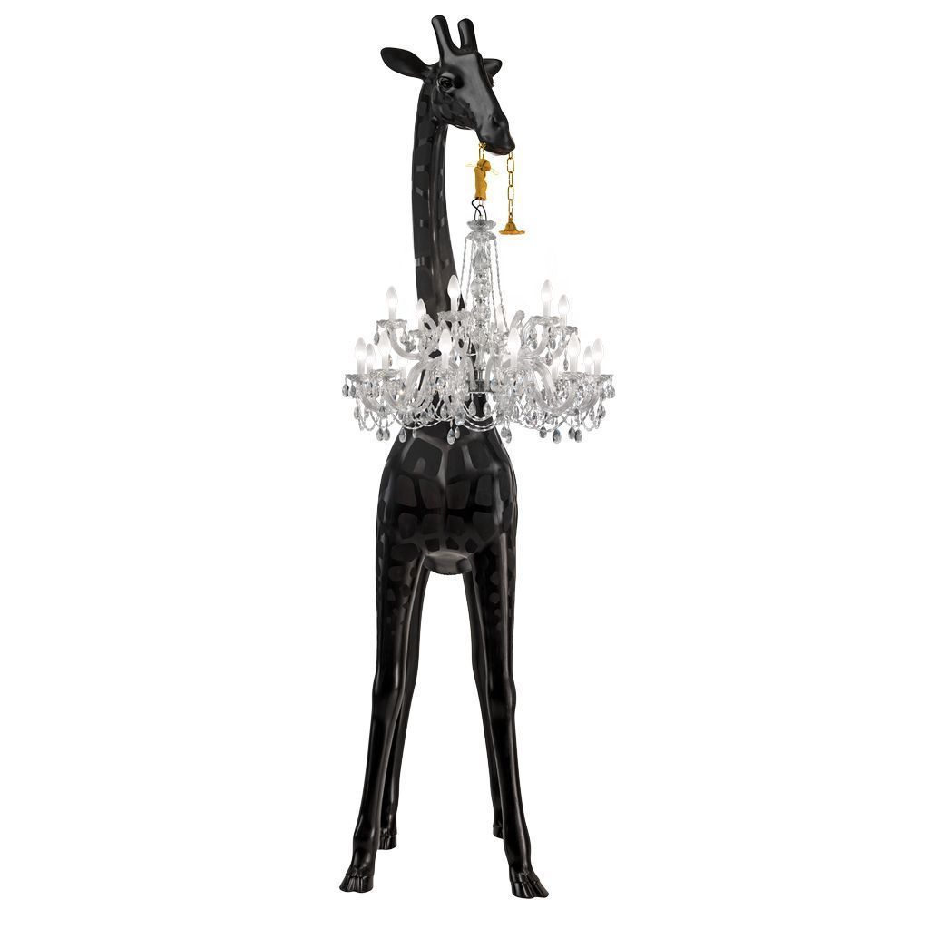 QEEOOO Girafe in Love Outdoor Plancher Lampe H 4M, noir