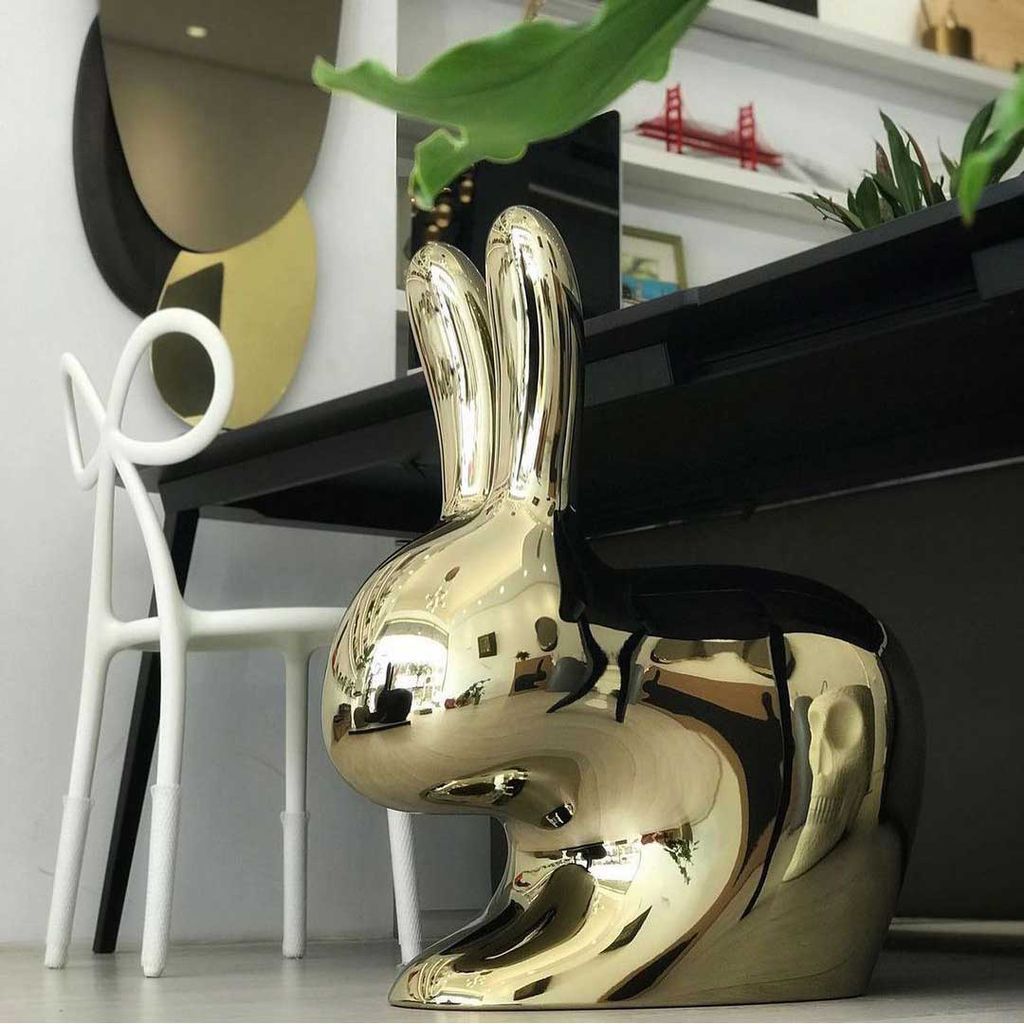 Qeeboo Bunny Chair Metal Finish, Black Pearl