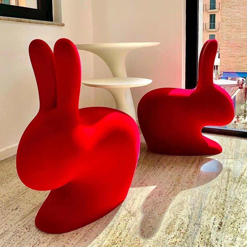 Qeeboo Bunny Chair Velvet Finish, Orange