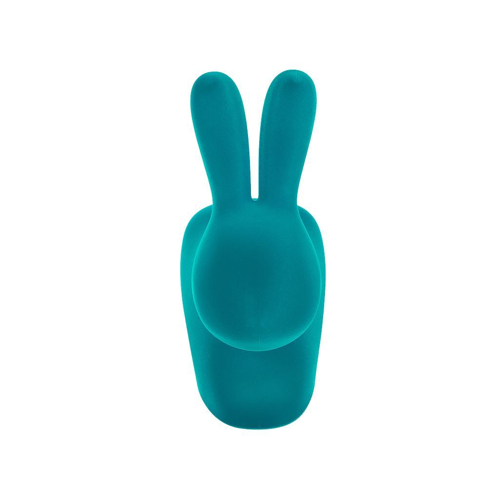 Finition en velours de chaise de lapin Qeeboo, turquoise