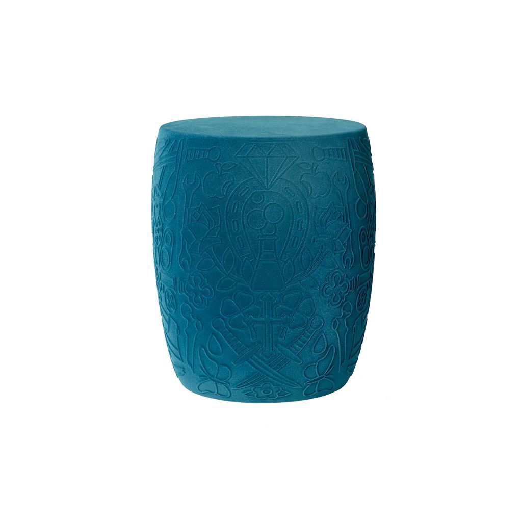 Qeeboo Mexico Chair/Side Table Velvet Finish, Light Blue