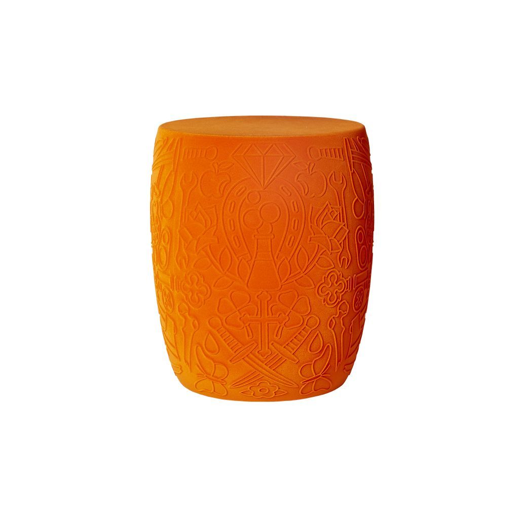 Qeeboo Mexico Chair/Side Table Velvet Finish, Orange