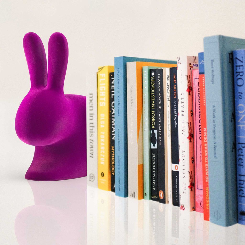 Qeeboo Rabbit Velvet Bookend XS, rojo