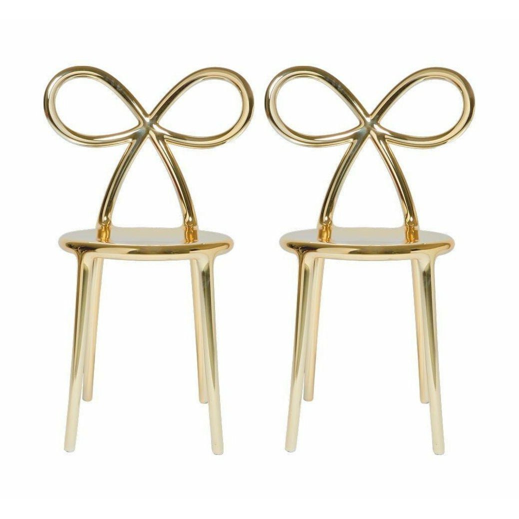 Qeeboo Ribbon silla de metal acabado de Nika Zupanc Set of 2, Gold