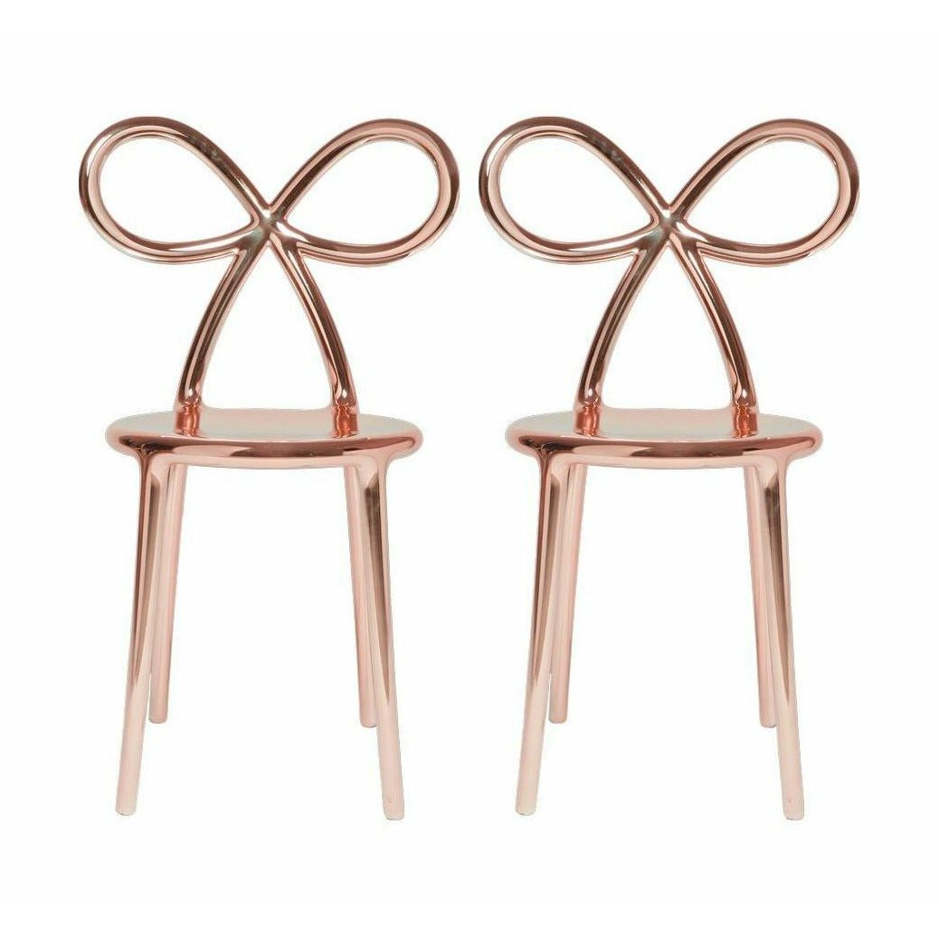 Qeeboo Ribbon silla de metal acabado de Nika Zupanc Set of 2, Pink Gold