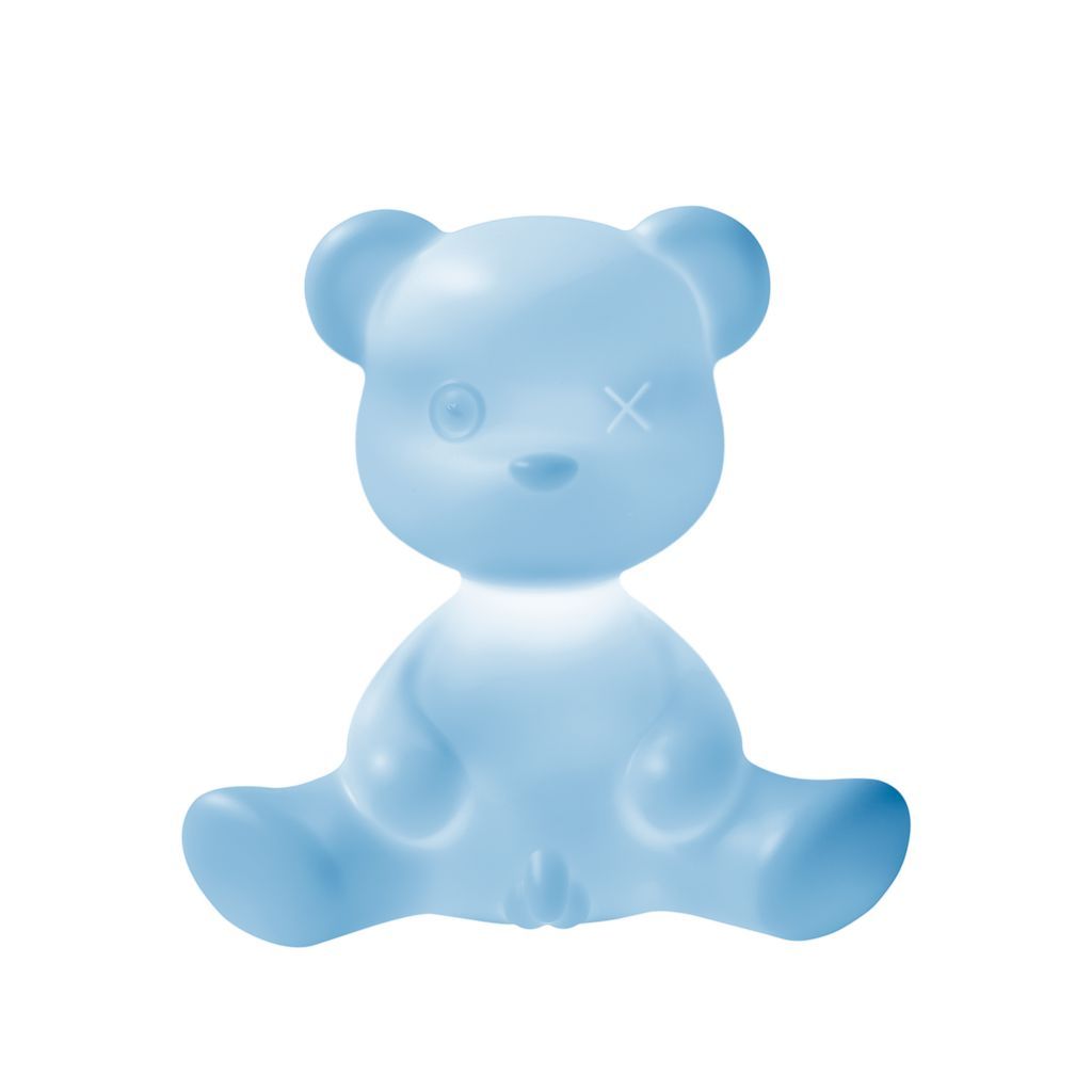 Lampe de table de garçon en peluche QEEEOO avec câble, bleu clair