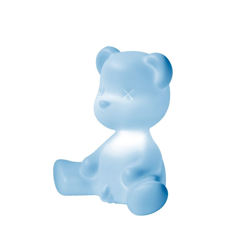 Lampe de table de garçon en peluche QEEEOO avec câble, bleu clair