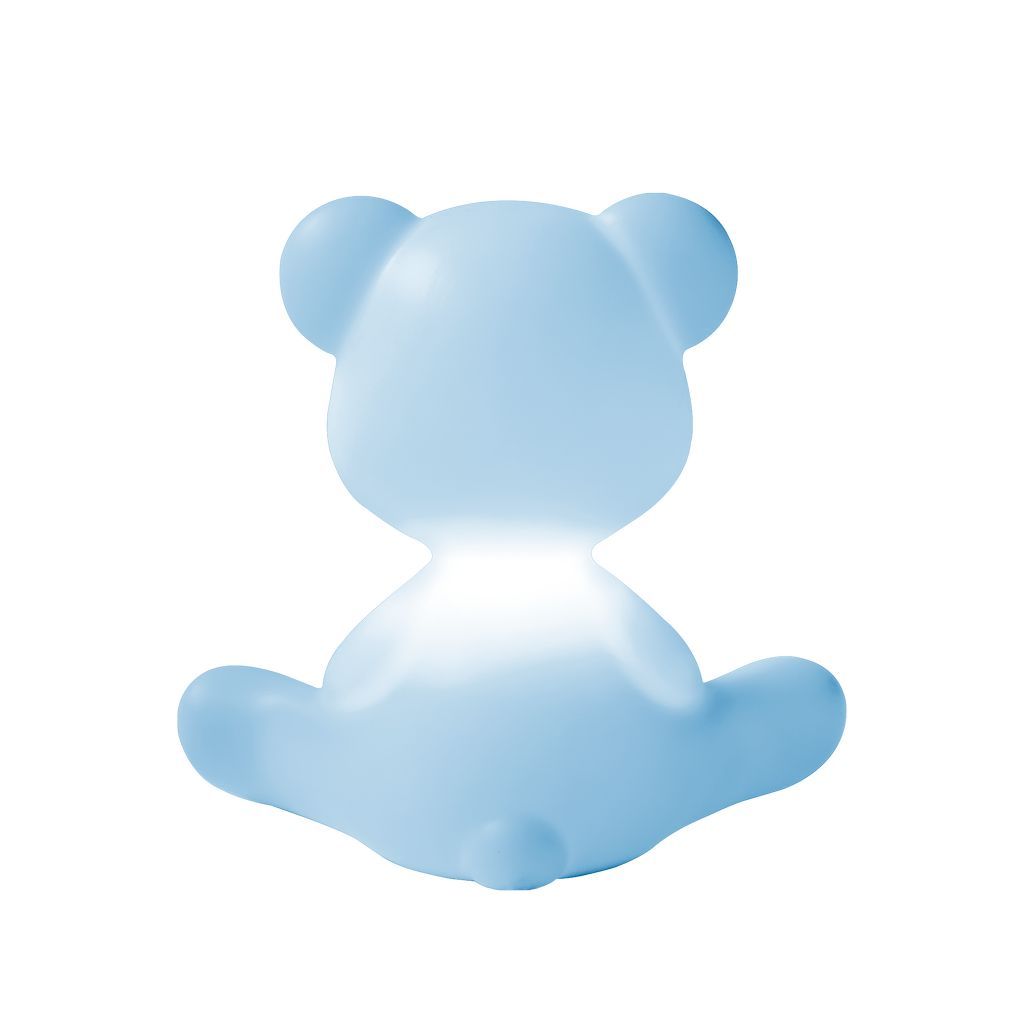 Lampe de table de garçon en peluche QEEEOO avec câble, bleu clair