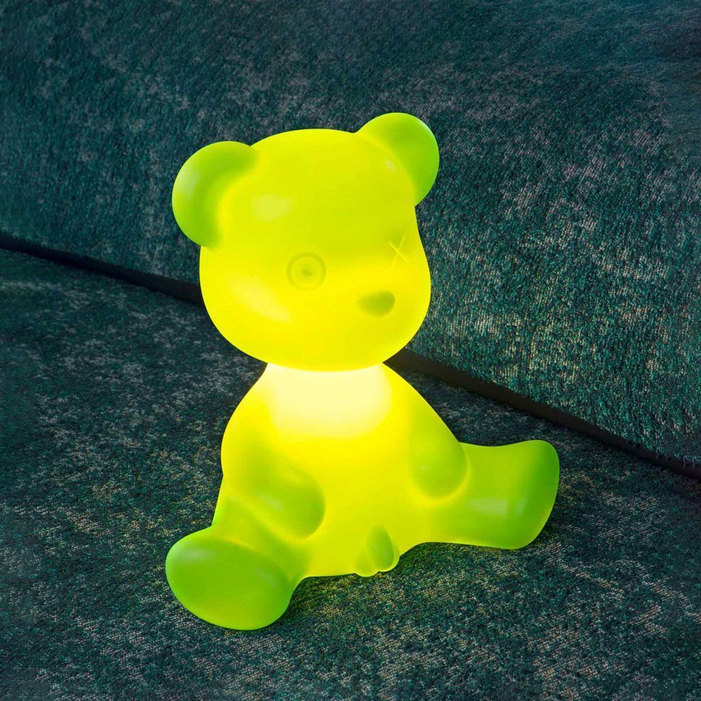 Lampe de table de garçon en peluche QEEEOO avec câble, bleu clair