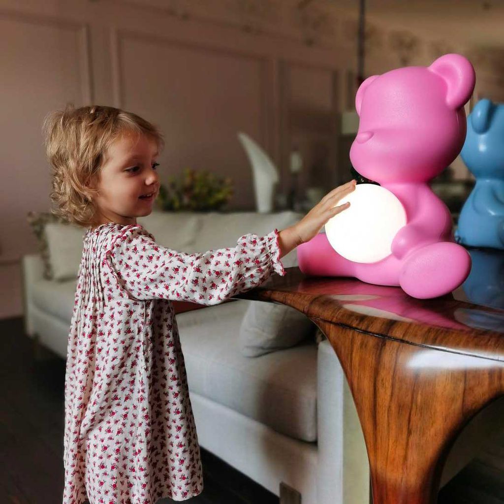 QEEOOO TEDDY GIRL LED RECHARGable Table Lampe, Fuxia