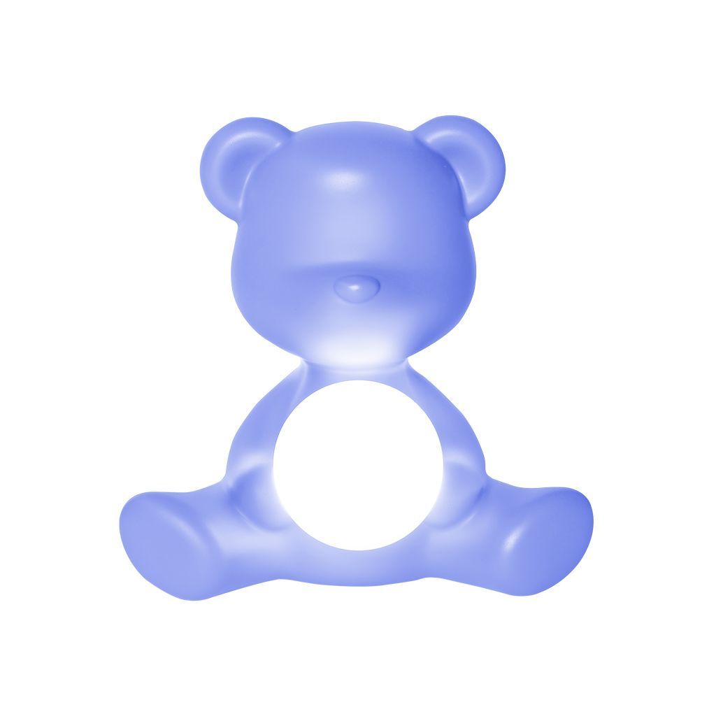 La lampe de table rechargeable de fille en peluche qeeboo, bleu clair