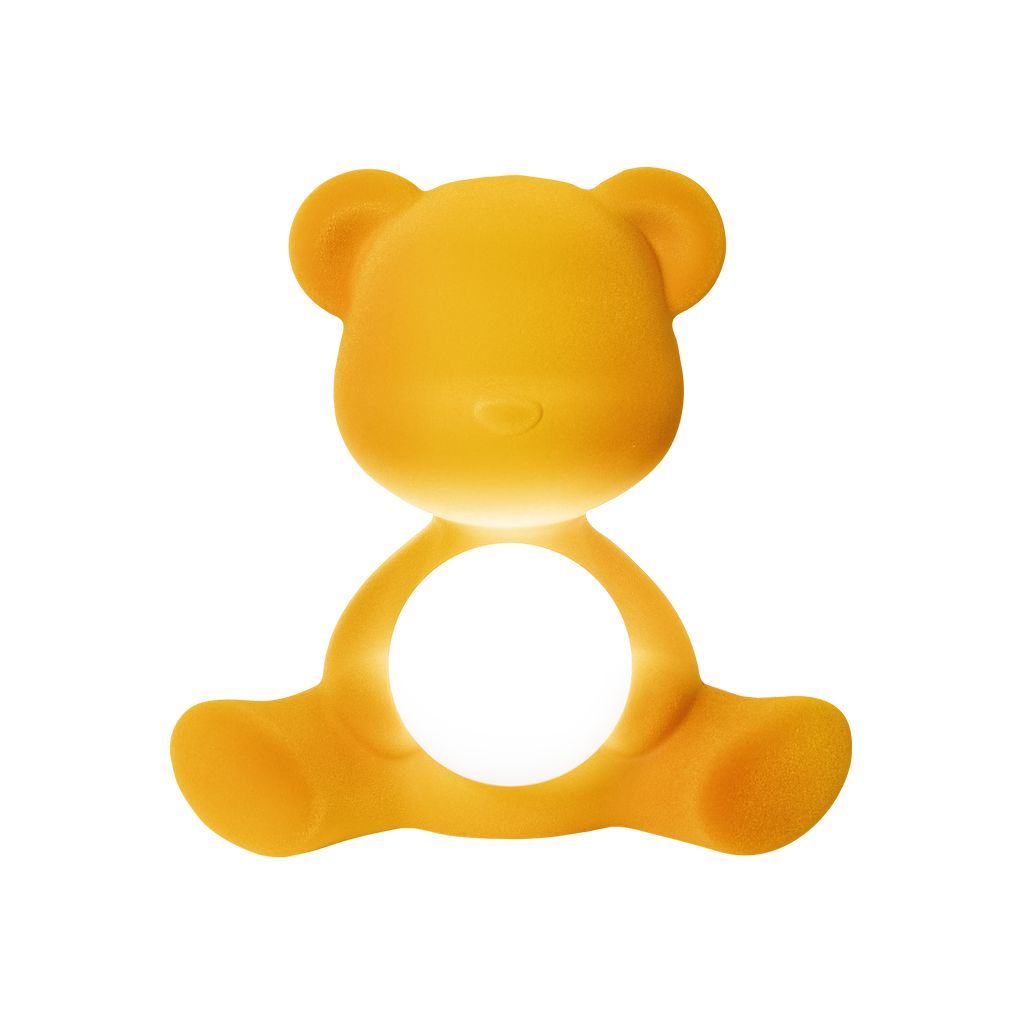 QEEOOO TEDDY GIRL LED RECHARGable Table Table Lampe finale en velours, or foncé