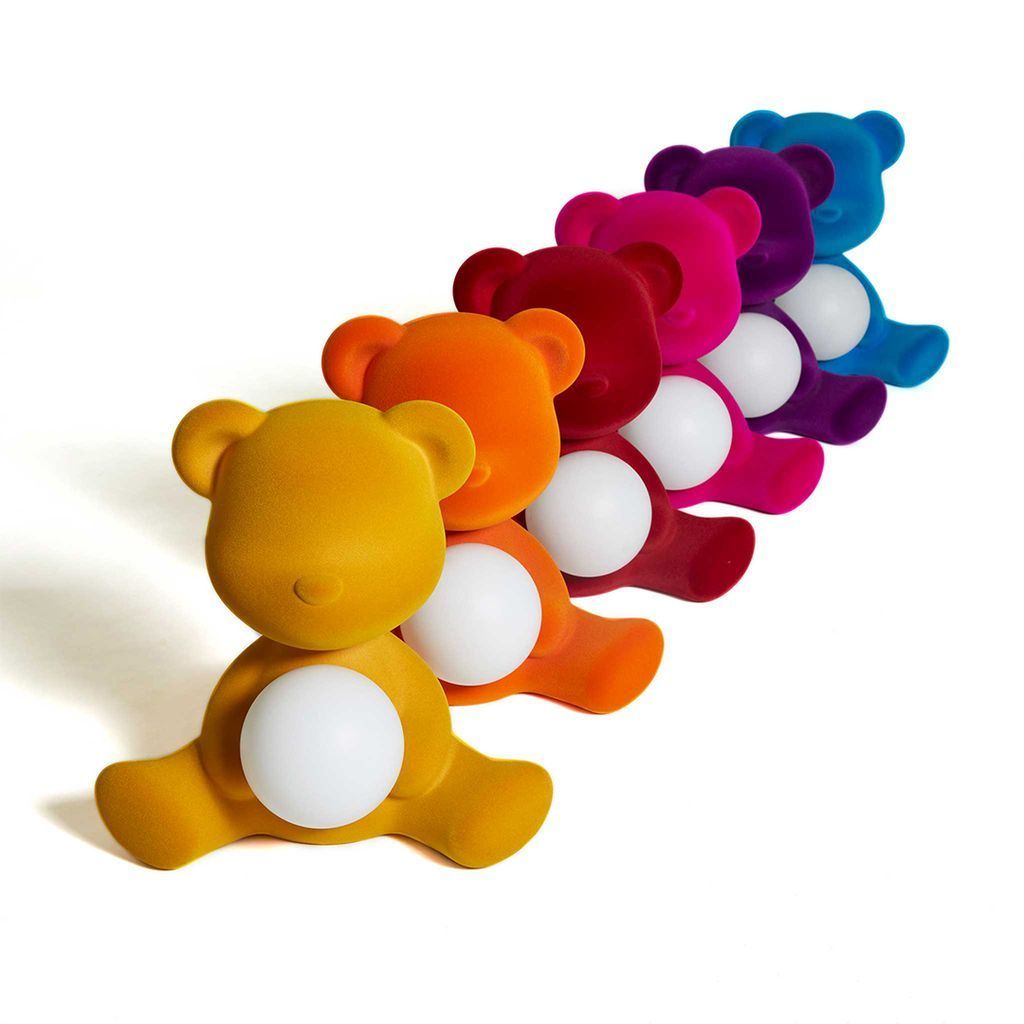 QEEOOO TEDDY GIRL LED RECHARGable Table Table Lampe finale en velours, or foncé