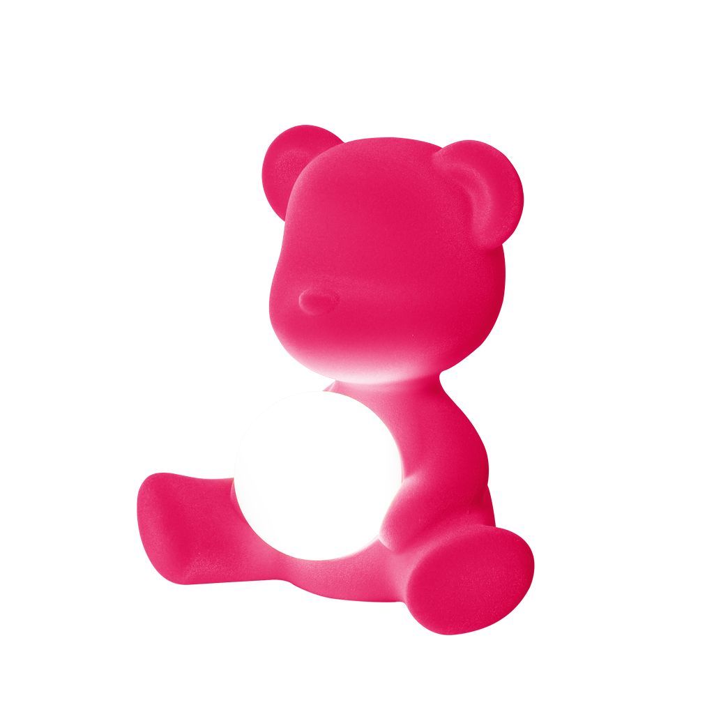 Qeeboo Teddy Girl førte genopladelig bordlampe fløjl finish, Fuxia