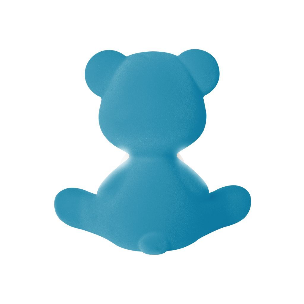 Qeeboo Teddy Girl LED Recargable Lámpara de mesa Acabado de terciopelo, azul claro