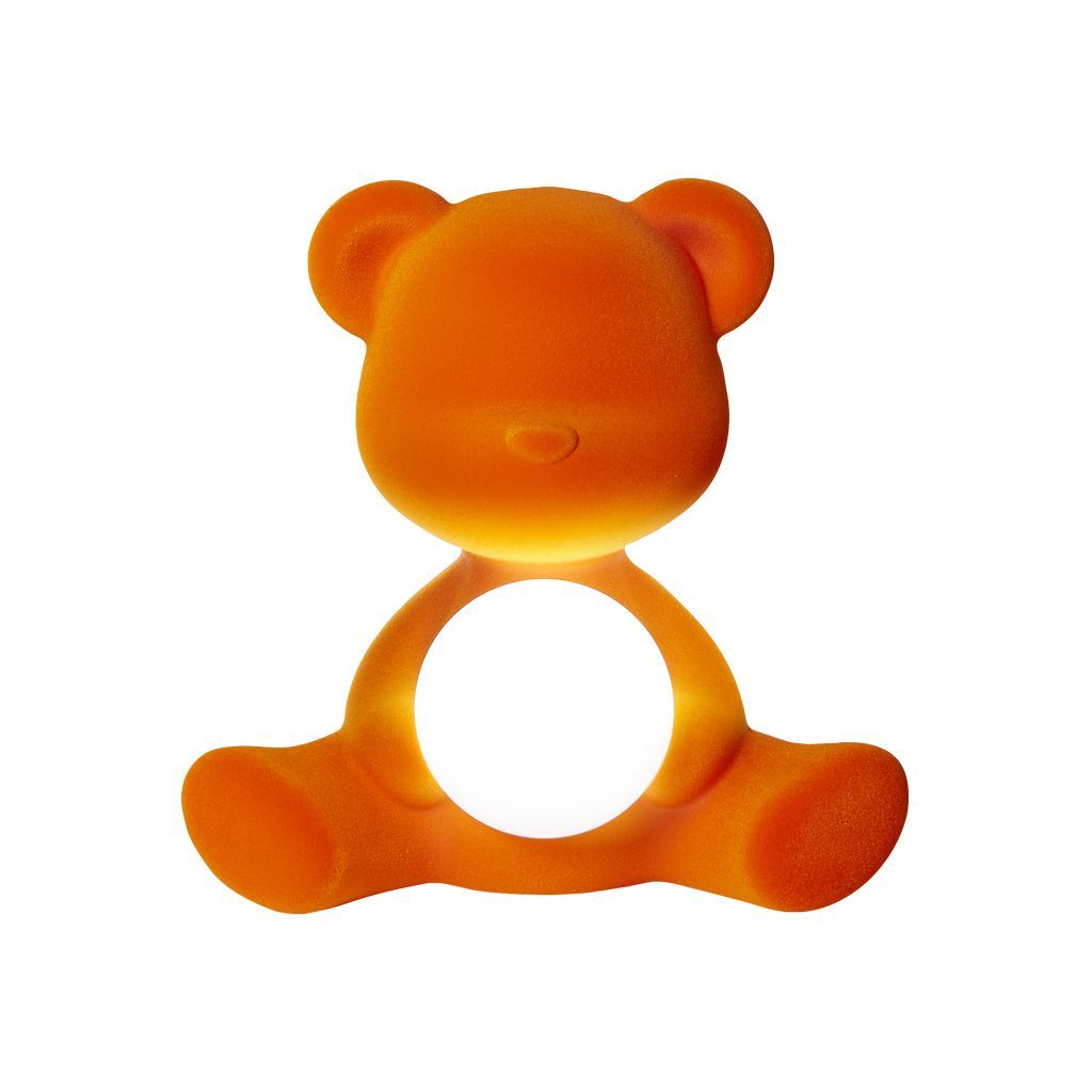 Qeeboo Teddy Girl LED LED recargable Lámpara de mesa de terciopelo, naranja