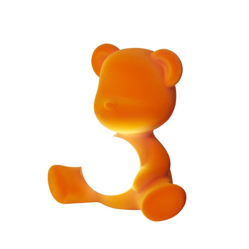 Qeeboo Teddy Girl LED wiederaufladbare Tischlampenlampe -Samt -Finish, Orange