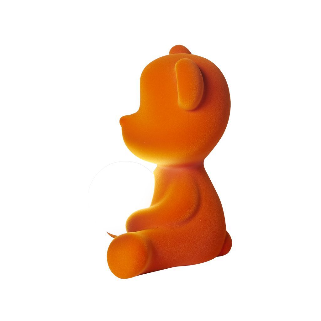 Qeeboo Teddy Girl LED LED recargable Lámpara de mesa de terciopelo, naranja