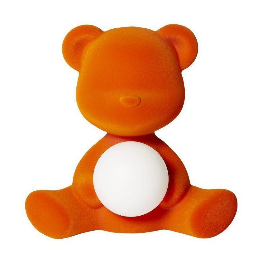 Qeeboo Teddy Girl LED LED recargable Lámpara de mesa de terciopelo, naranja