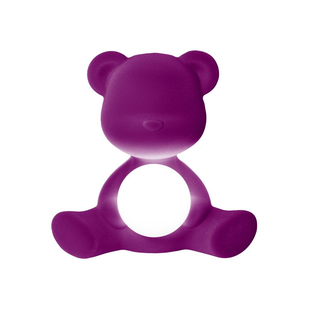 QEEOOO TEDDY GIRL LED RECHARGable Table Table Lampe finale en velours, violet