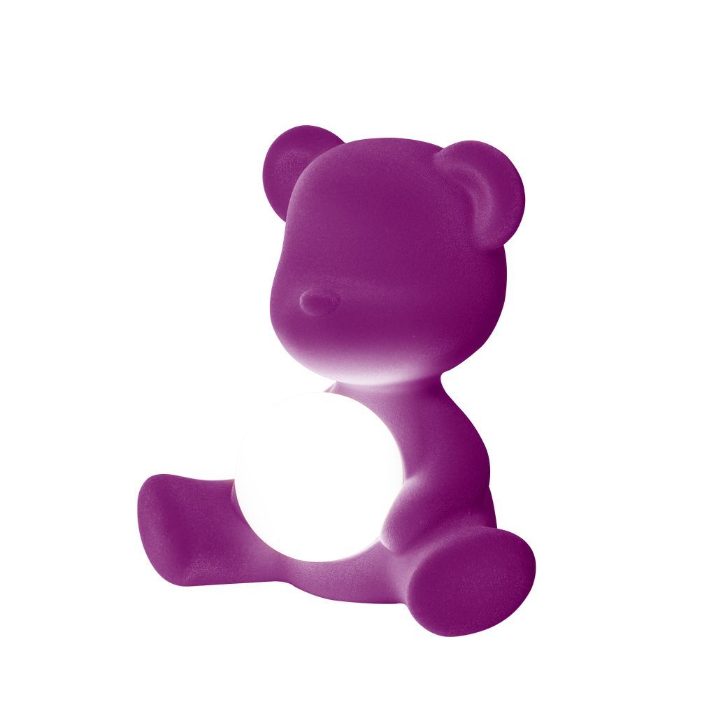 QEEOOO TEDDY GIRL LED RECHARGable Table Table Lampe finale en velours, violet