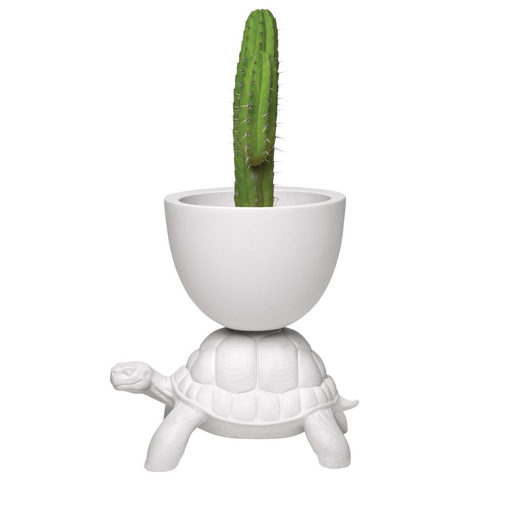 Qeeboo Turtle Carry -Flowerpot y Champagne Cooler, White