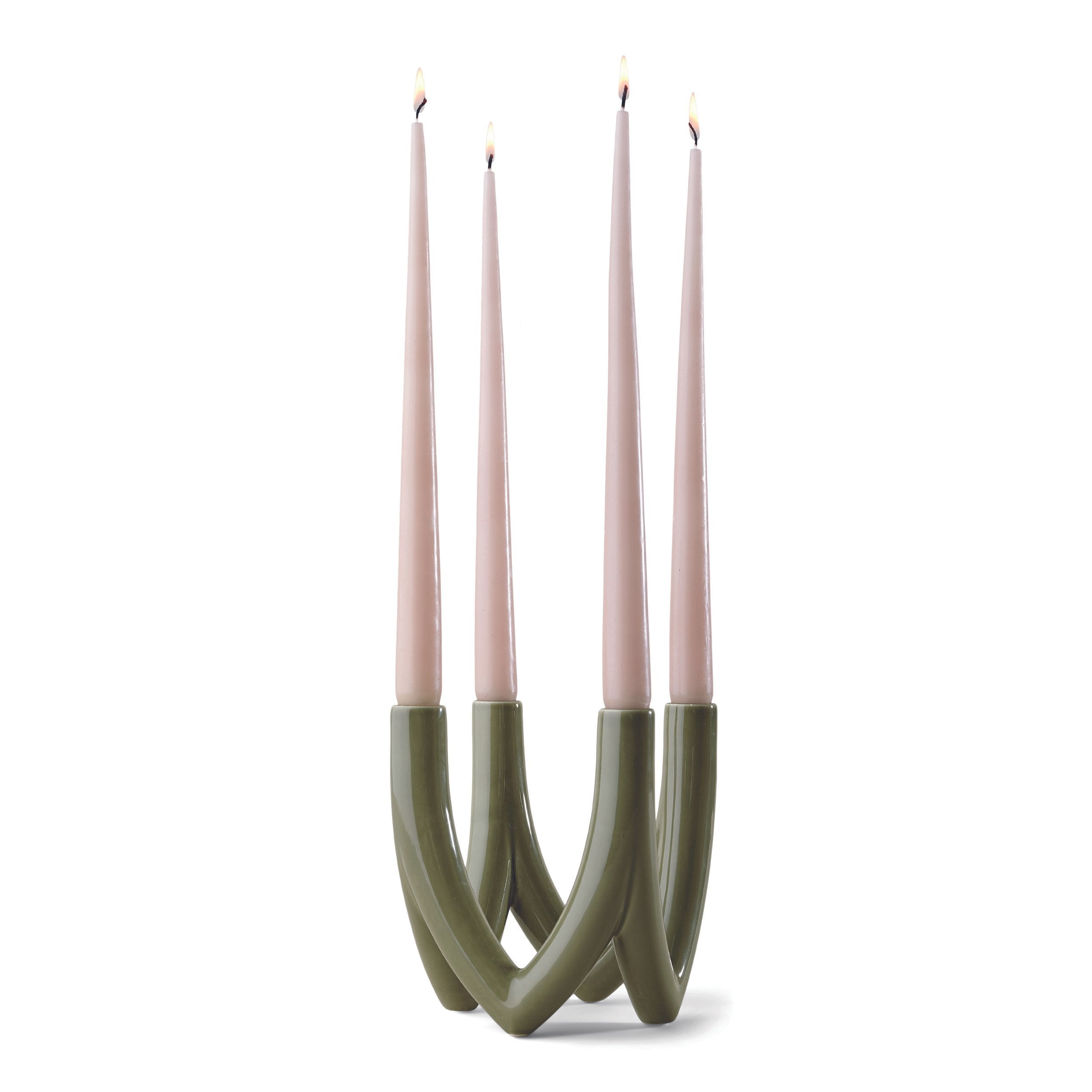 Ro Collection Chandelier Candle Holder med 4 arme, Olive Green