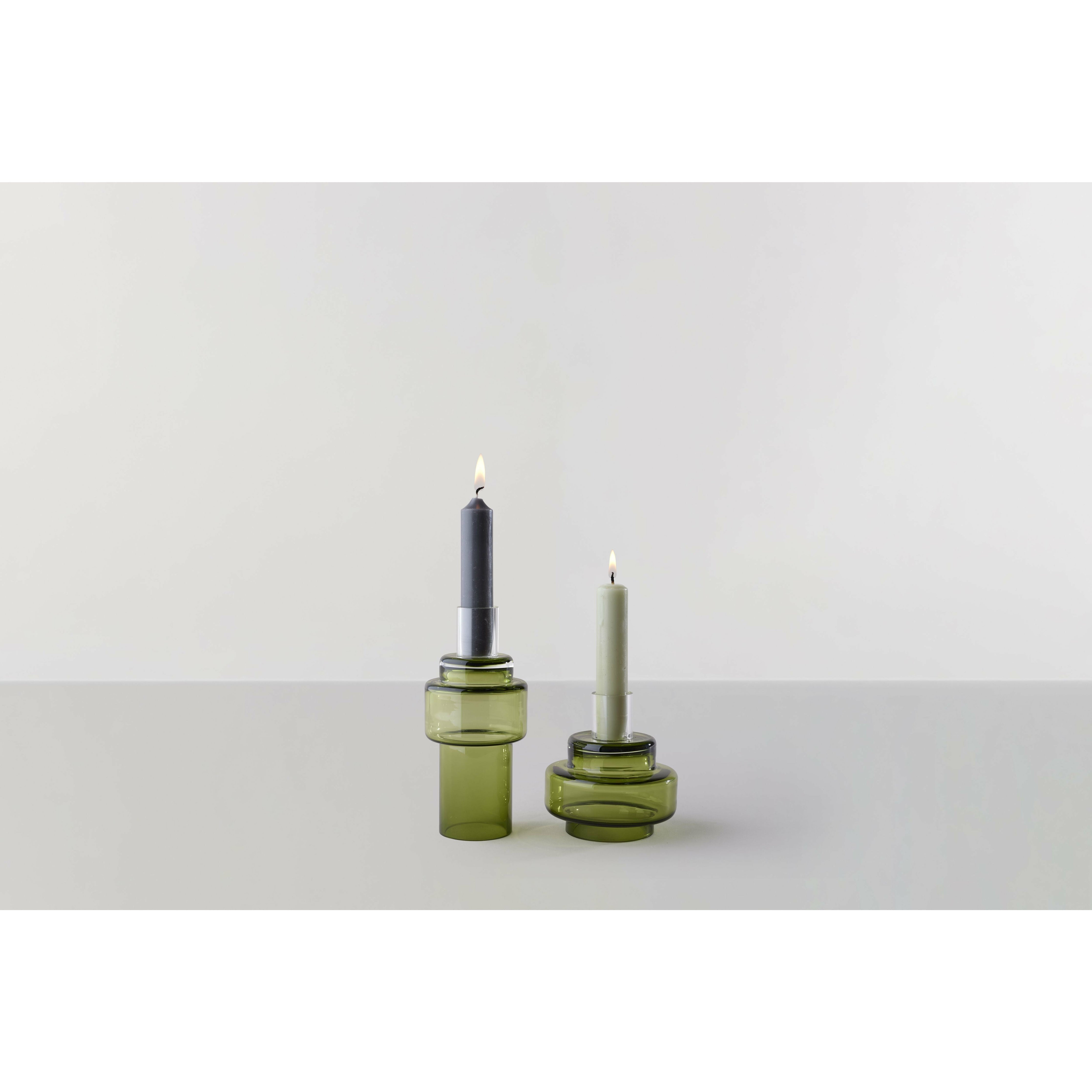 Collection RO n ° 55 Candlestick en verre, Moss Green