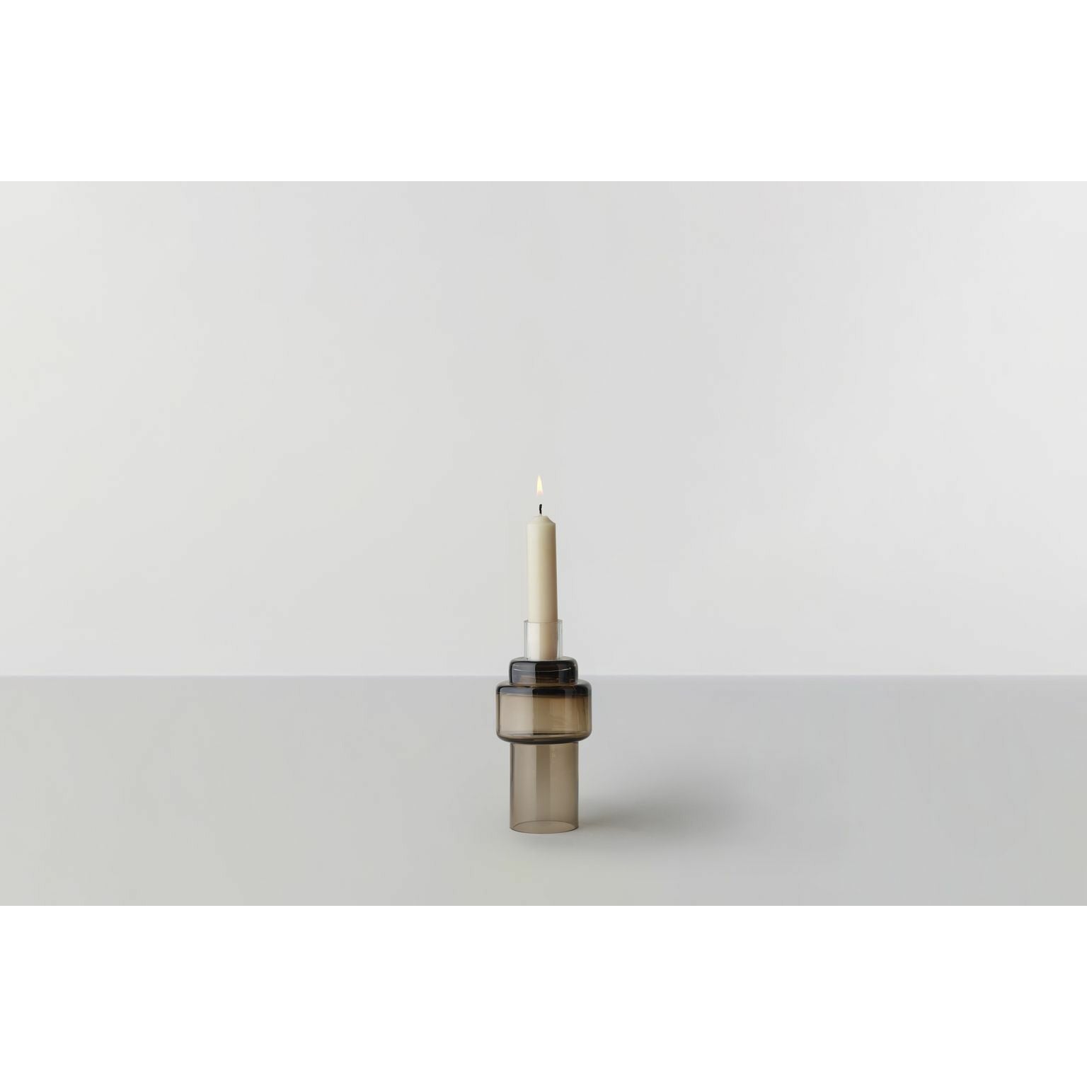 RO -samling nr. 55 Glass Candlestick, Sepia Brown