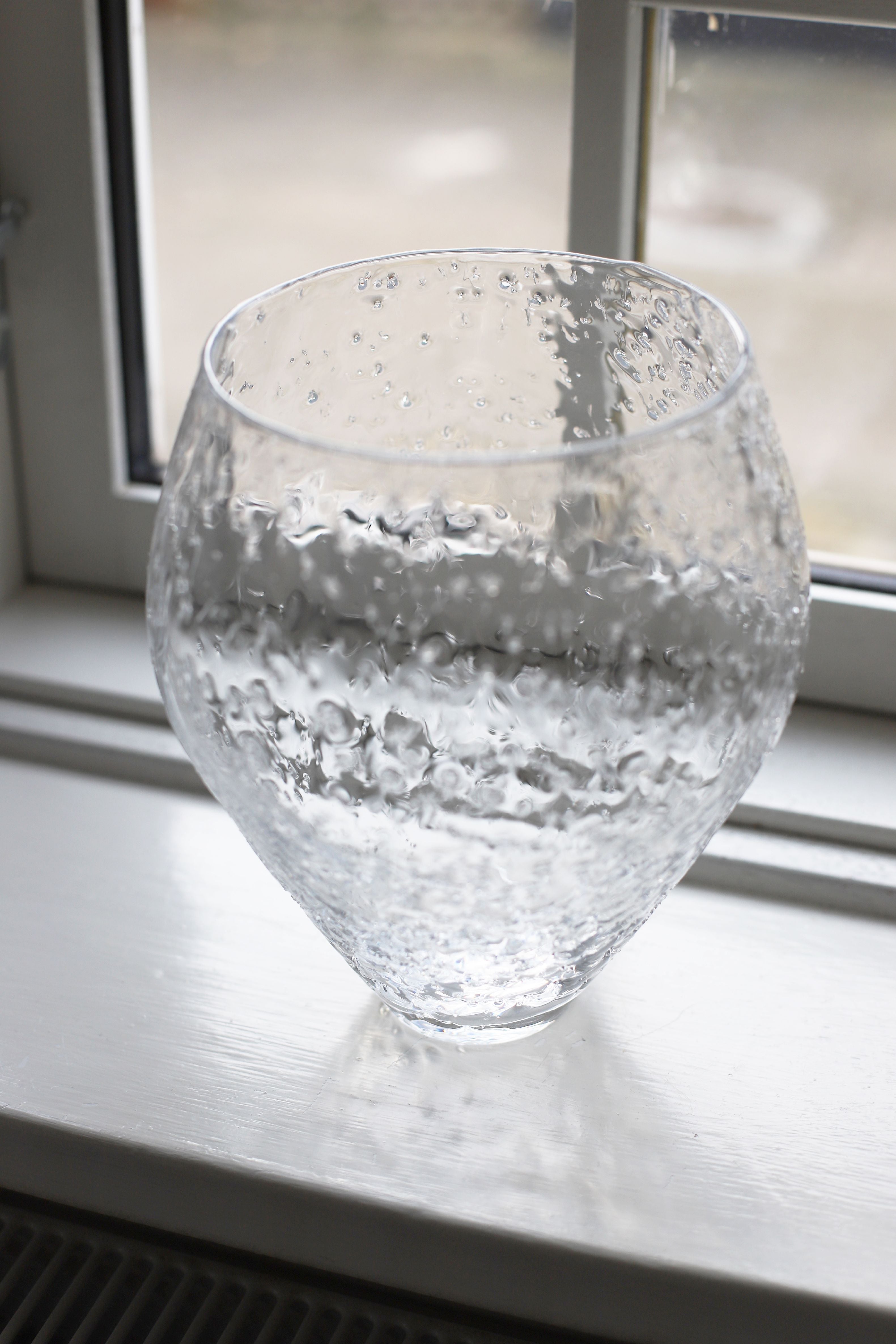 Vase en verre écrasé de collection, moyen, clair