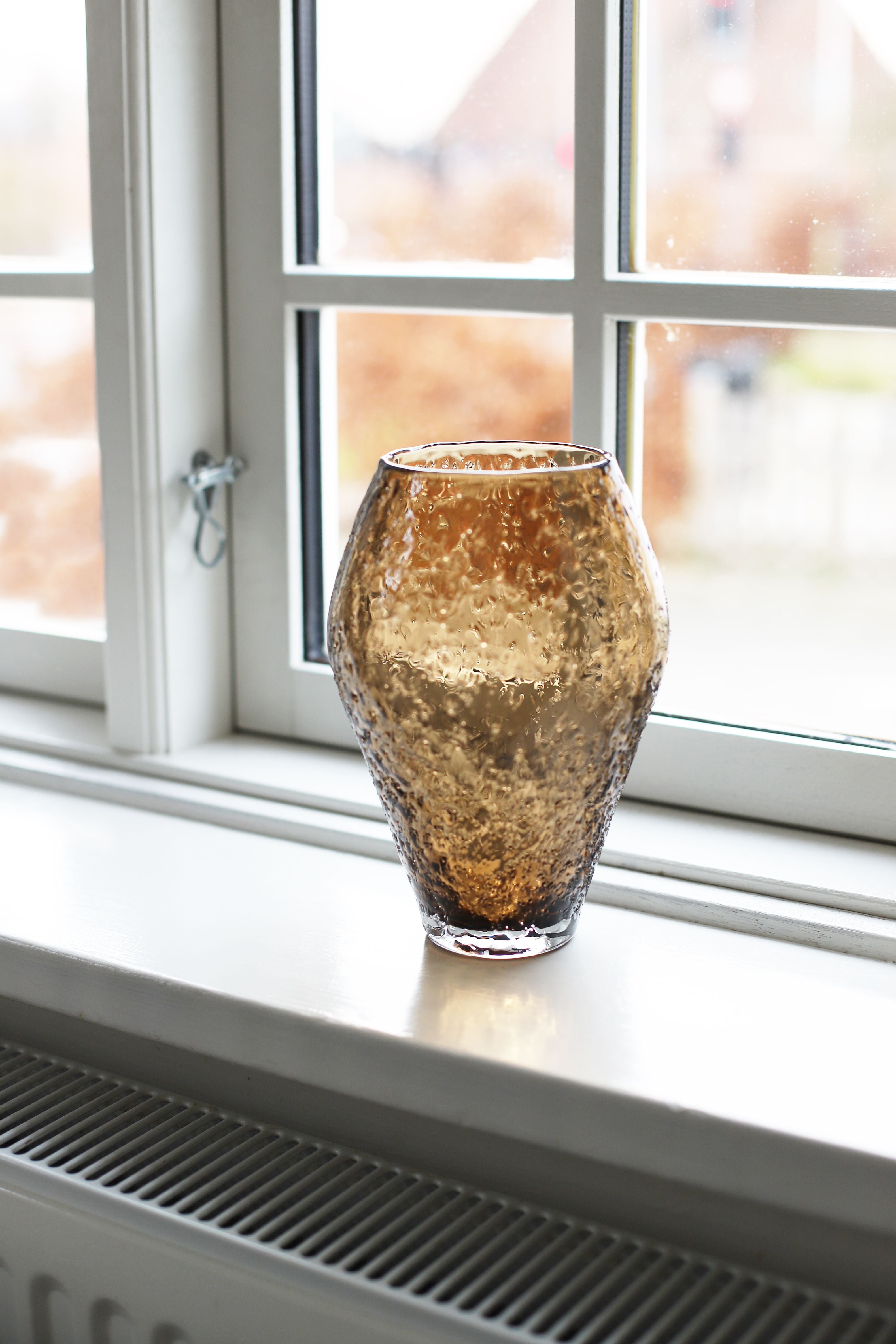 RO Collection Vase en verre écrasé, Small, Sépia Brown