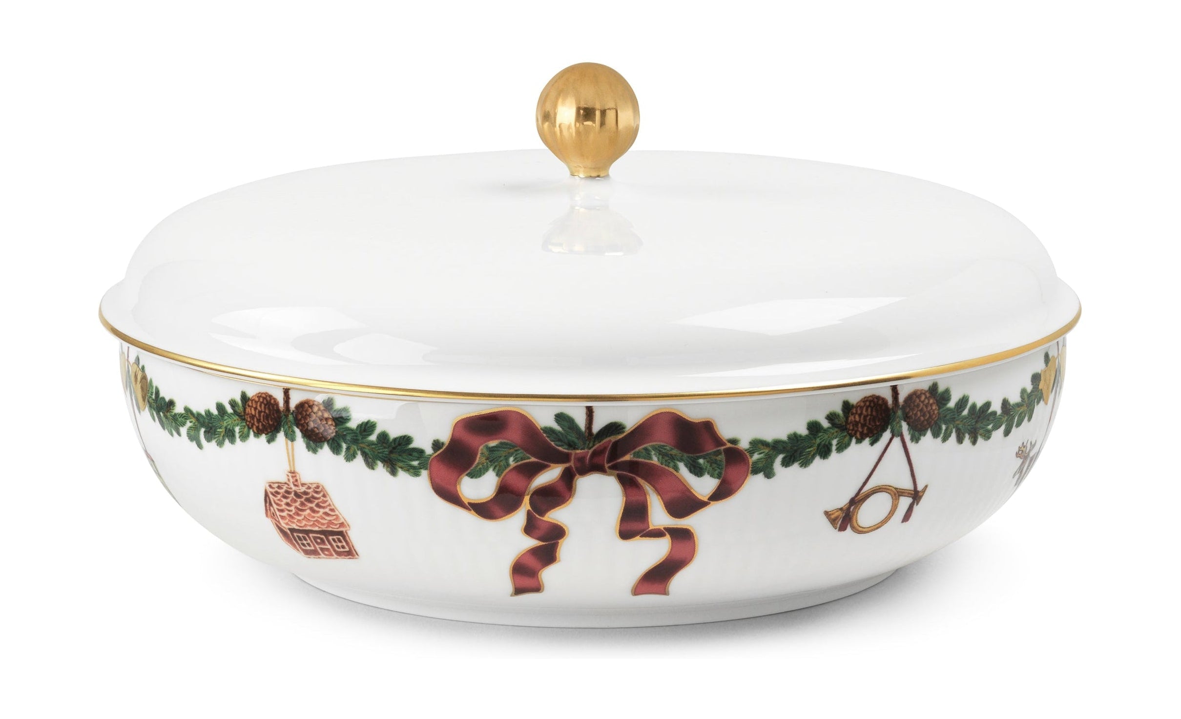 Royal Copenhague Star Flued Christmas Serving Bowl avec couvercle, 21 cm