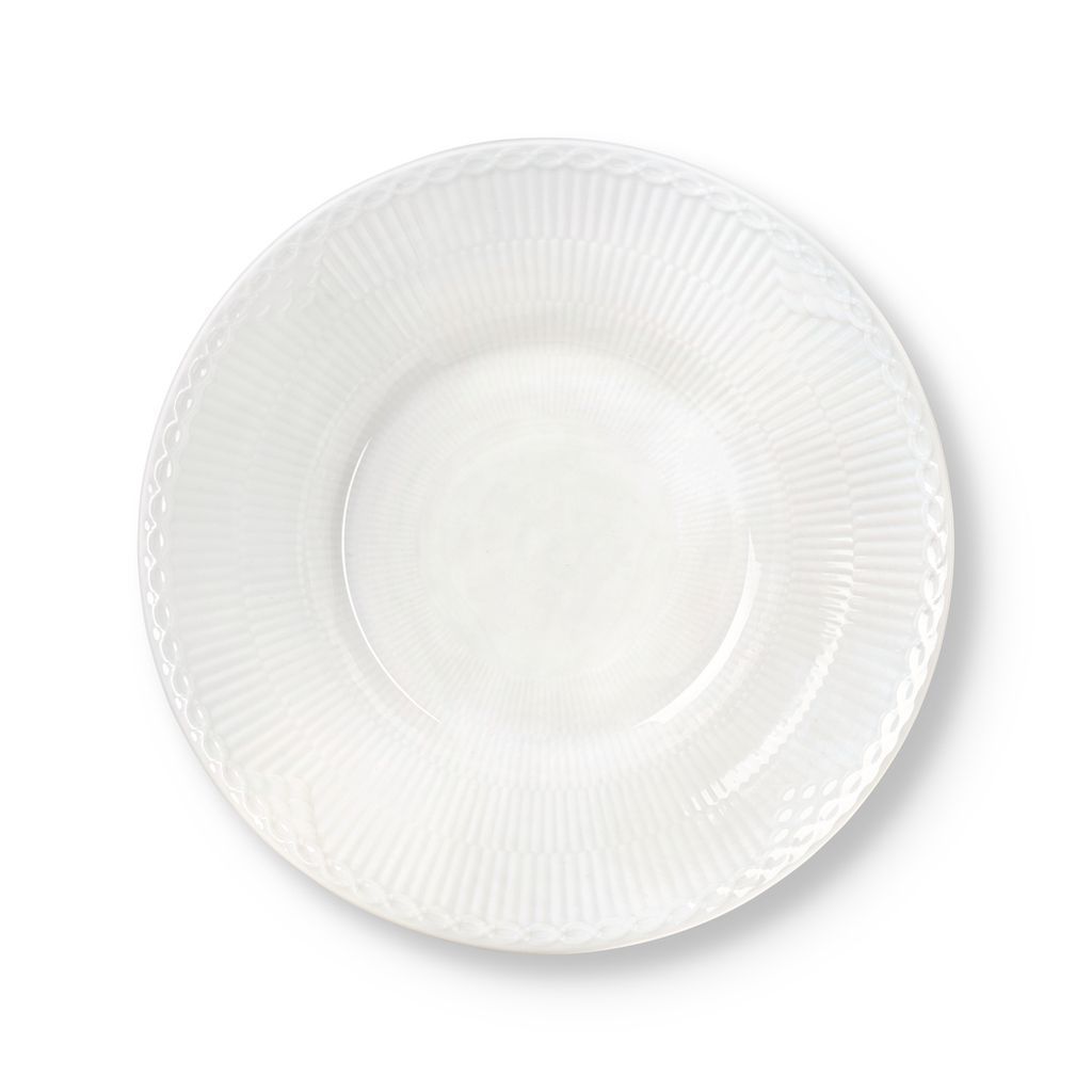 Royal Copenhague Blanc White Flued Half Lace Deep Plate, 24 cm