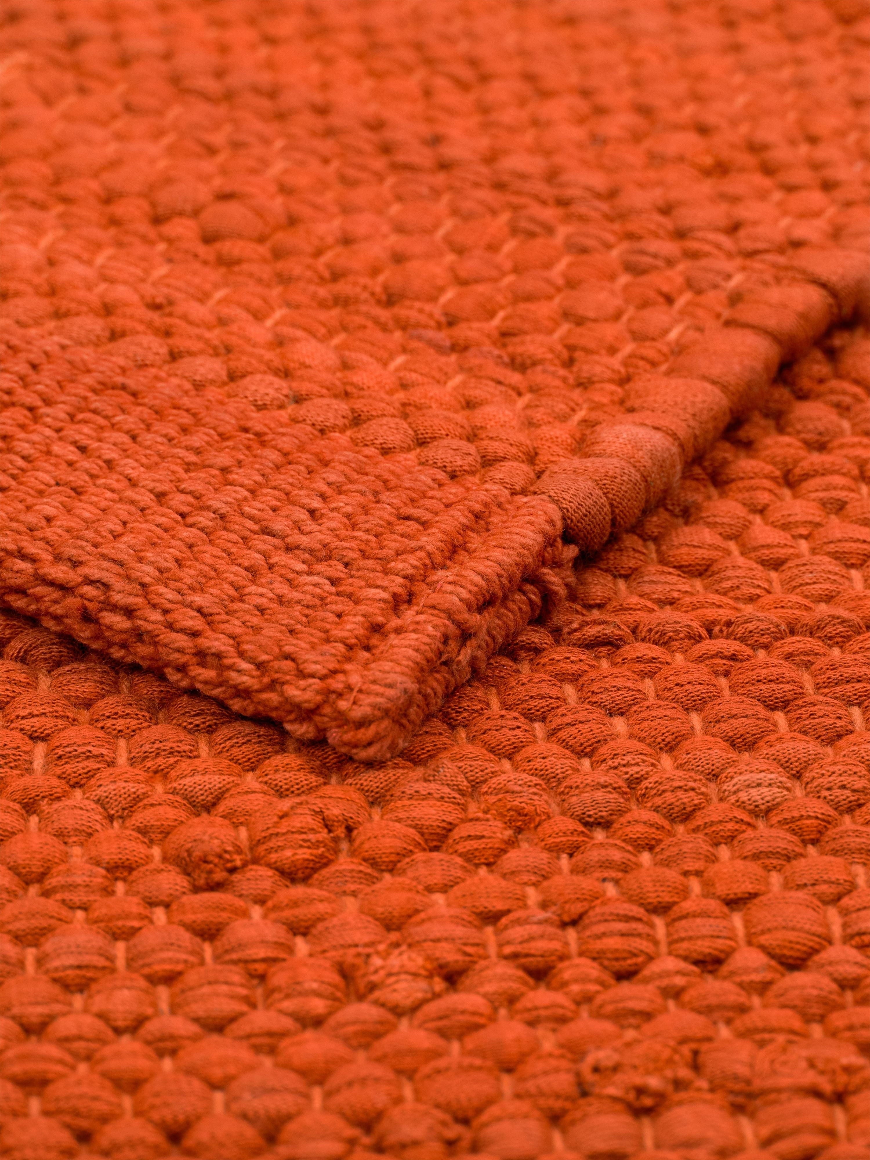 Rug Solid Cotton Rug 140 X 200 Cm, Solar Orange