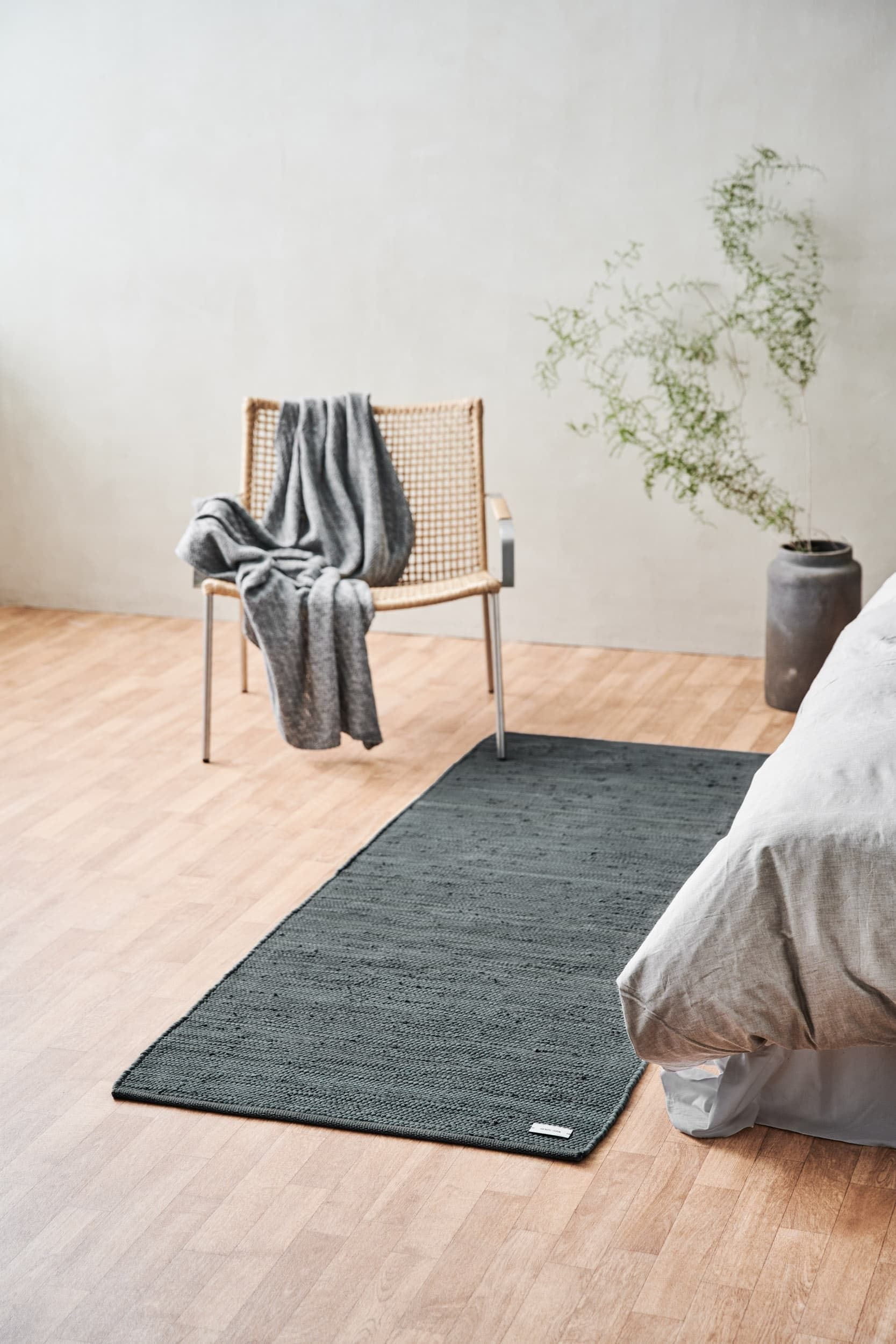 Alfombra de algodón sólido Rug 75 x 200 cm, acero gris