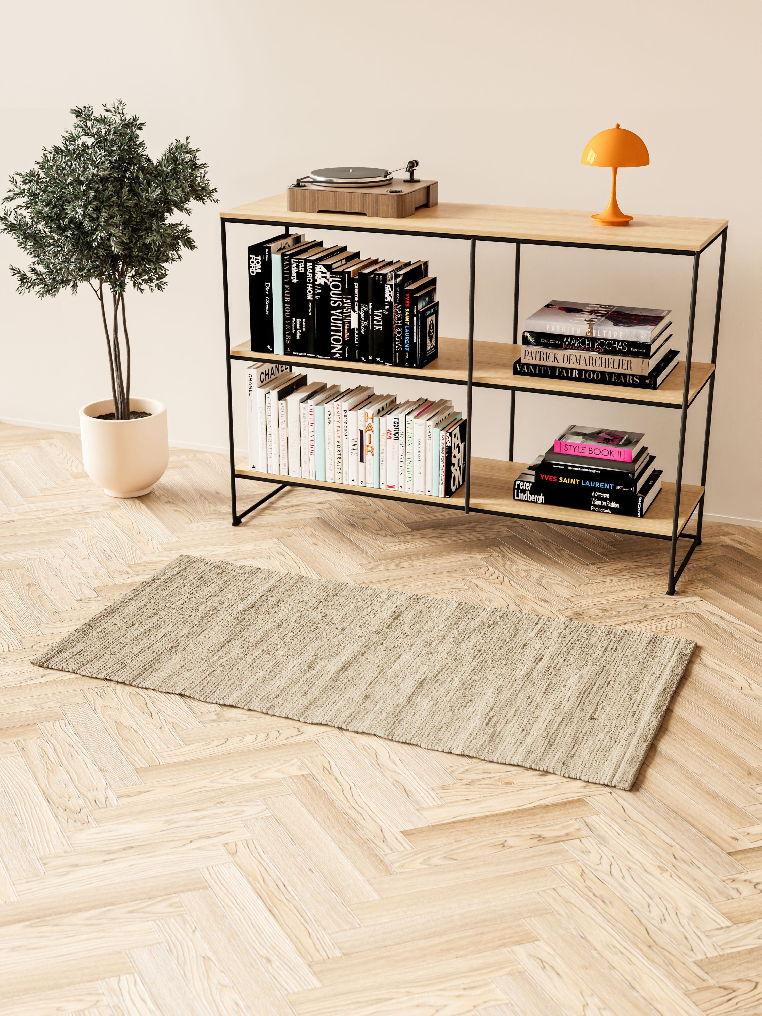 Rug Solid Cotton Rug 75 X 300 Cm, Cashmere