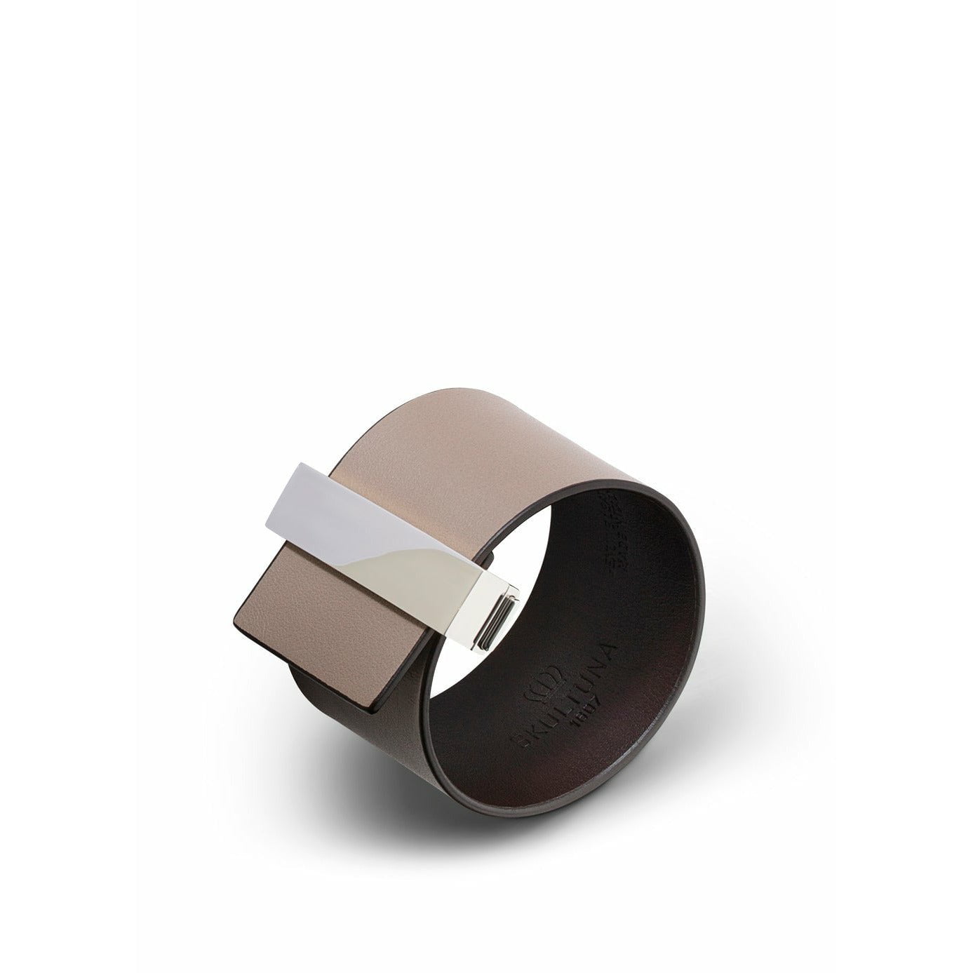 Skultuna Verschluss Lederband Leder/polierter Stahl 38 mm L 17 & 18 cm, grau
