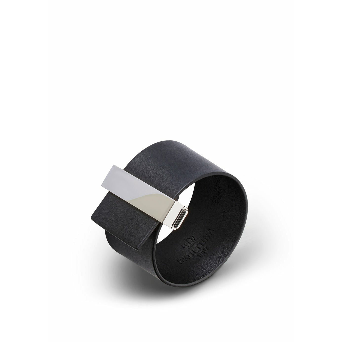 Skultuna Verschluss Ledergurt Leder/polierter Stahl 38 mm L 17 & 18 cm, schwarz
