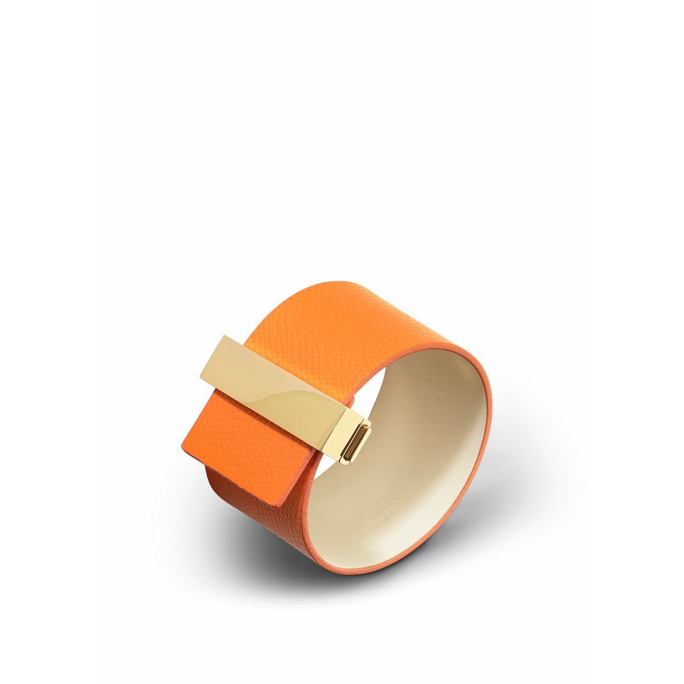 Skultuna lås läderband läder/guld pläterad 38 mm l 17 & 18 cm, orange