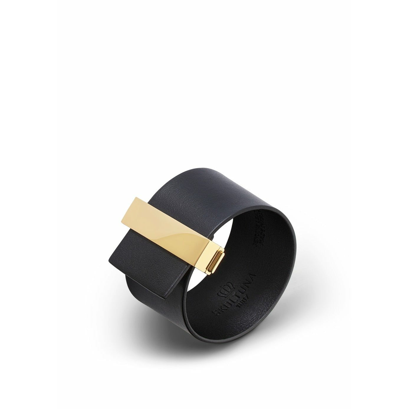 Skultuna Verschluss Lederband Leder/Gold plattiert 38 mm L 17 & 18 cm, schwarz
