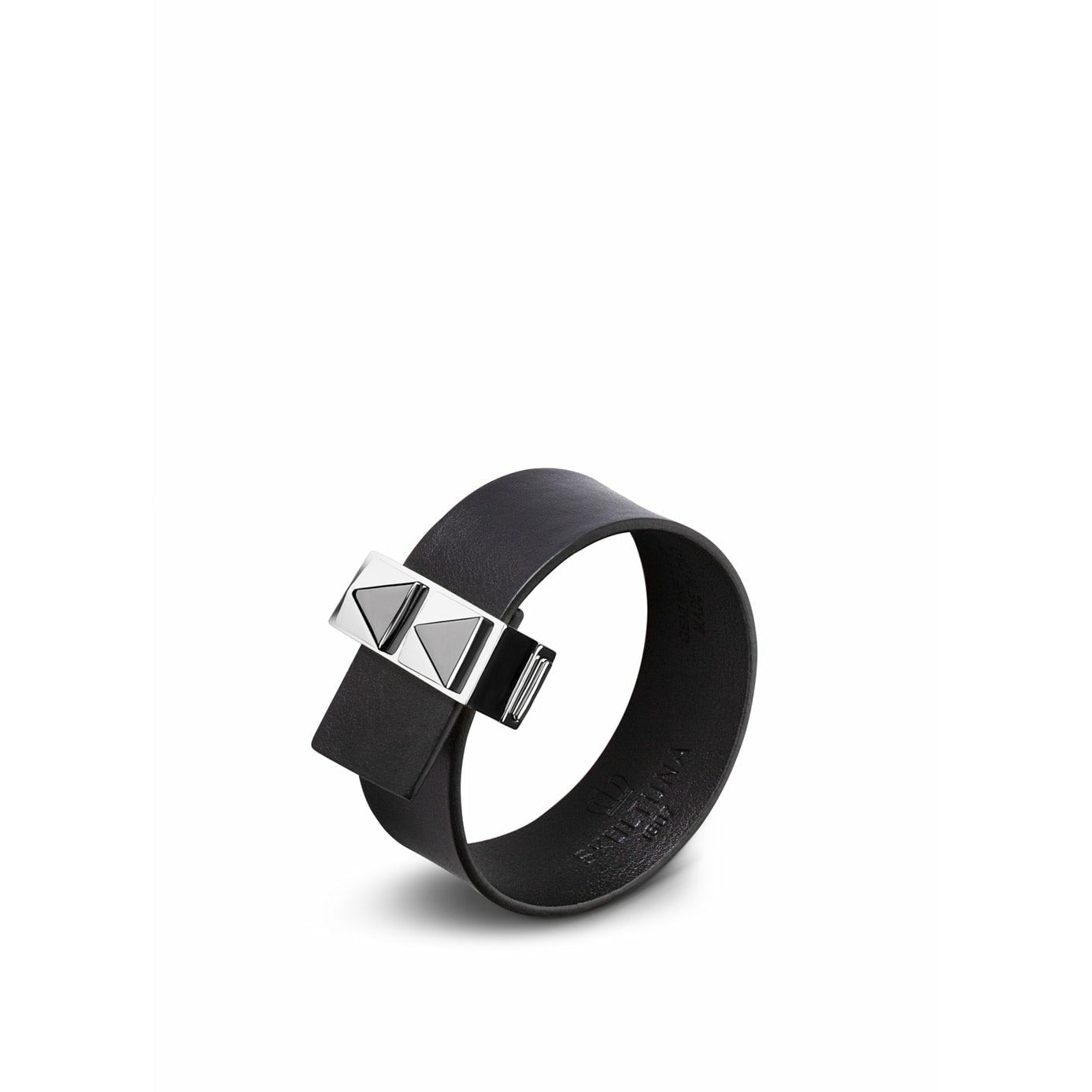 Skultuna fermoir rivets bracelet en acier poli 23 mm L 17 et 18 cm, noir