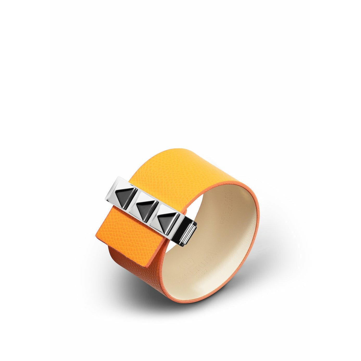 Skultuna fermoir rivets bracelet en acier poli 38 mm L 17 et 18 cm, orange