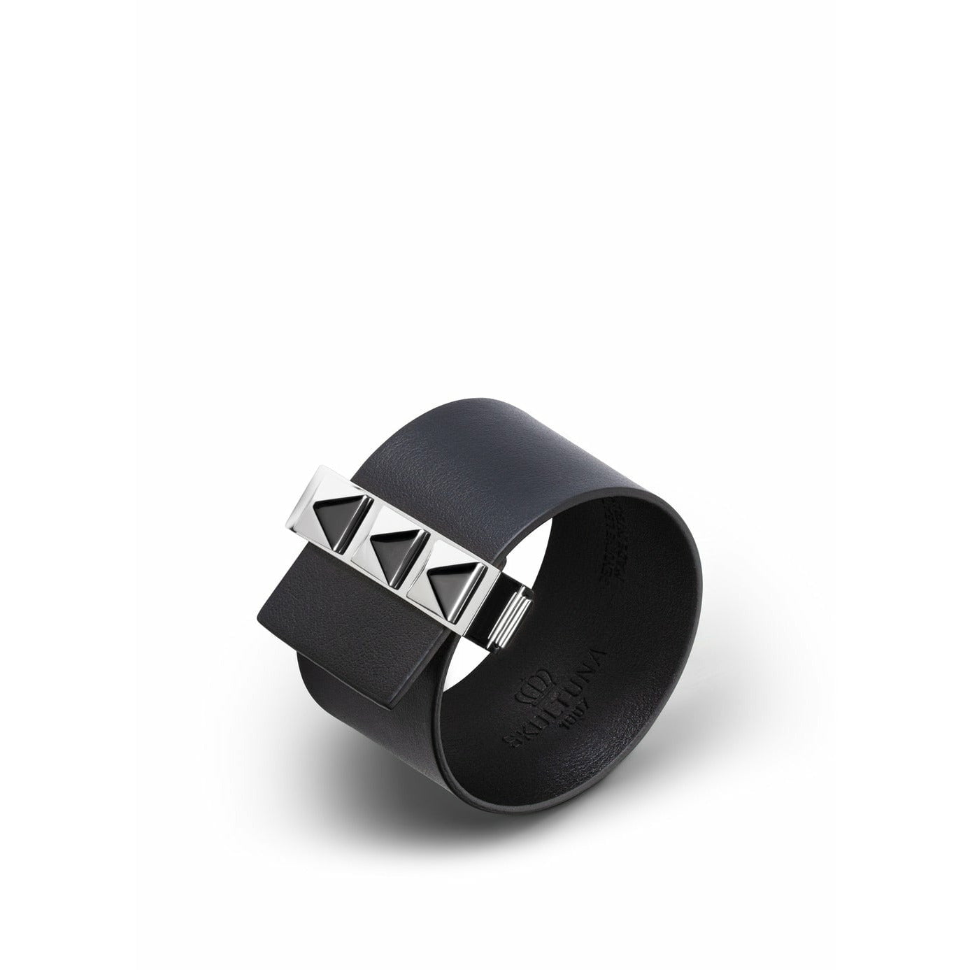 Skultuna fermoir rivets bracelet en acier poli 38 mm L 17 et 18 cm, noir