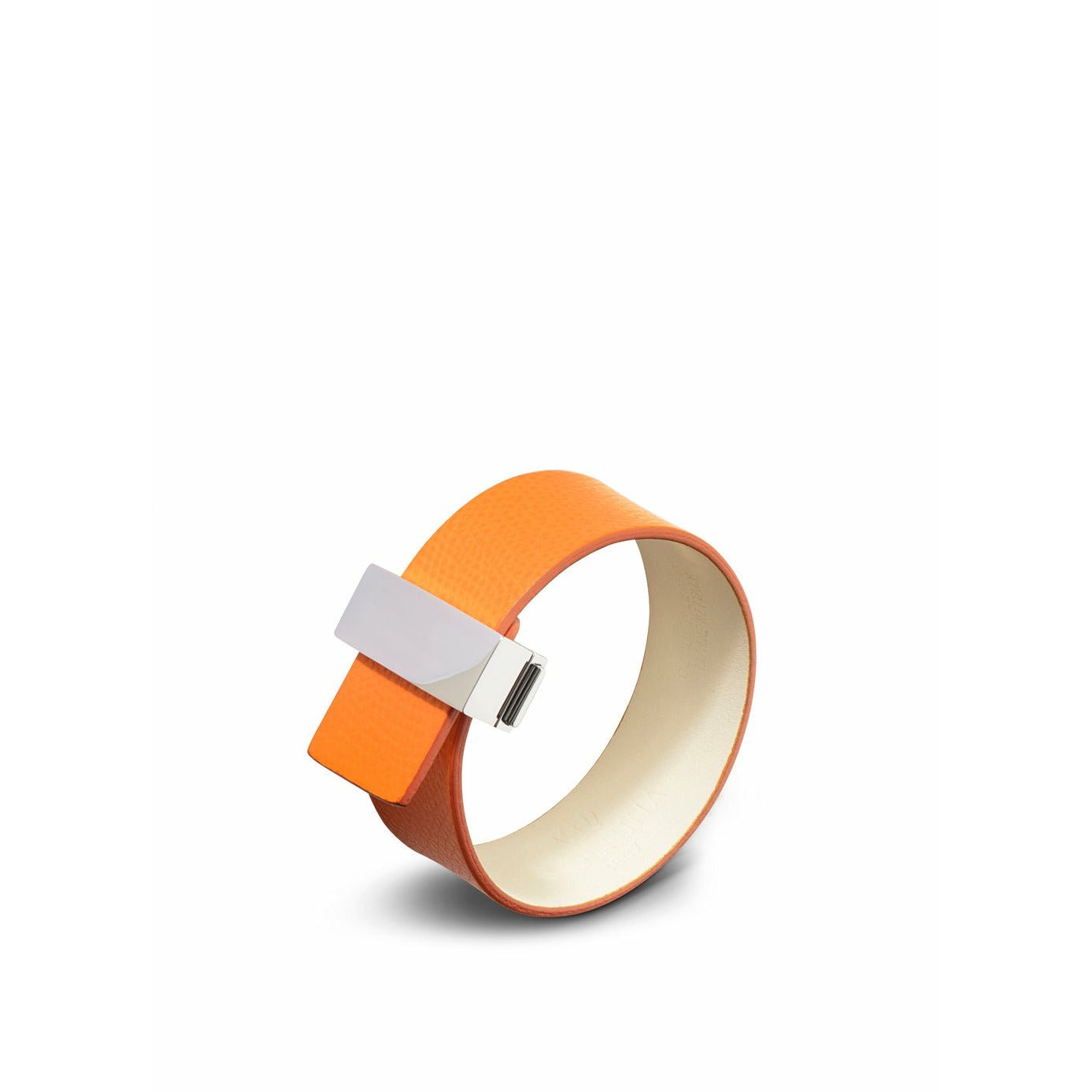 Skultuna lås tyndt læderrem læder/poleret stål 23 mm l 17 & 18 cm, orange